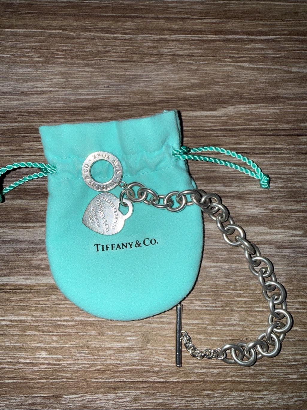 Tiffany & Co. Silver Toggle Charm Bracelet With Tiffany Blue Pouch